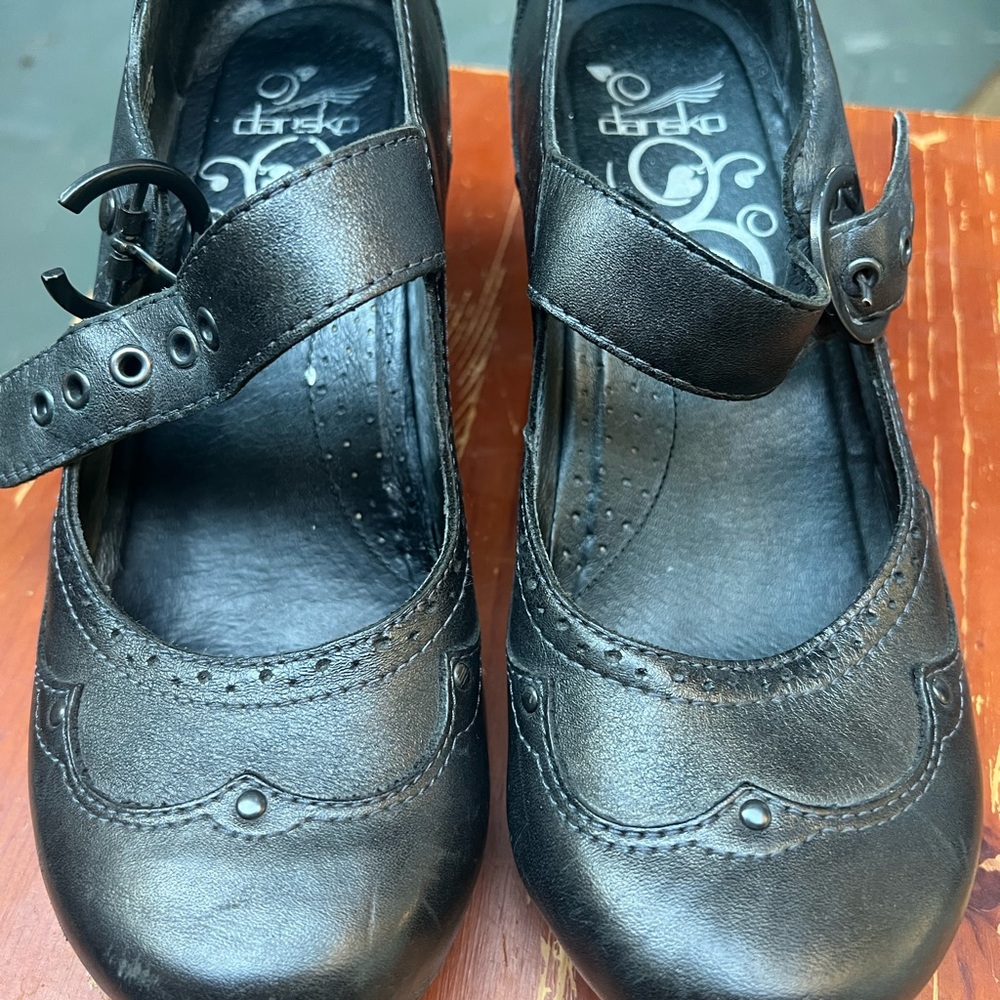 Dansko Black Leather Mules